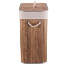 Autronic Bambusova košara za perilo s pokrovom, temno siva, 40 × 30 × 60 cm