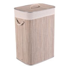 Autronic Bambusova košara za perilo s pokrovom, siva 40 × 30 × 60 cm