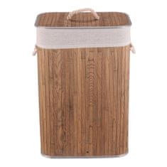 Autronic Bambusova košara za perilo s pokrovom, temno siva, 40 × 30 × 60 cm