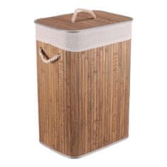 Autronic Bambusova košara za perilo s pokrovom, temno siva, 40 × 30 × 60 cm