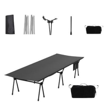 Northix Nastavljiva kamping posteljica aluminij 193x70 cm nosilnost 150 kg