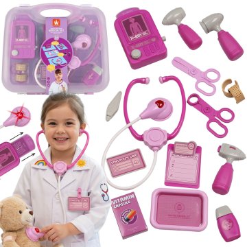 Mega Creative Zdravniški komplet v kovčku za otroke, igra v zdravnika, stetoskop + dodatki, svetloba, zvok 3+
