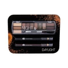 2K Cosmetics Night & Day odtenek Daylight darilni set paletka senčil za oči 8,16 g + črtalo za oči 0,6 g Black + črtalo za oči 0,6 g Brown