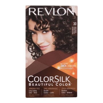 Revlon Colorsilk Beautiful Color odtenek 30 Dark Brown darilni set barva za lase Colorsilk Beautiful Color 59,1 ml + razvijalec 59,1 ml + balzam za lase 11,8 ml + rokavice