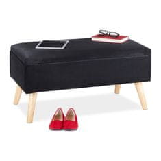 Northix Žametna klop za shranjevanje, elegantna z lesenimi nogami, nosilnost do 400 lbs