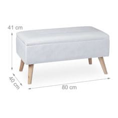 Northix Žametna klop za shranjevanje, elegantna z lesenimi nogami, nosilnost do 400 lbs