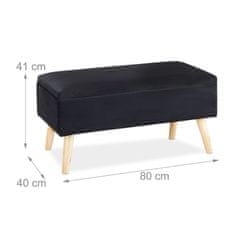 Northix Žametna klop za shranjevanje, elegantna z lesenimi nogami, nosilnost do 400 lbs