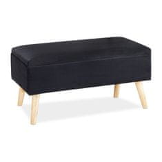 Northix Žametna klop za shranjevanje, elegantna z lesenimi nogami, nosilnost do 400 lbs