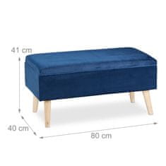 Northix Žametna klop za shranjevanje, elegantna z lesenimi nogami, prostorno sedenje