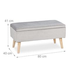 Northix Žametna klop za shranjevanje, elegantna klop z leseno konstrukcijo, nosilnost do 400 lbs