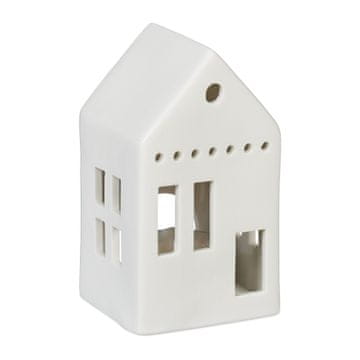 Northix Porcelanast svečnik hiša dekoracija bela minimalistična