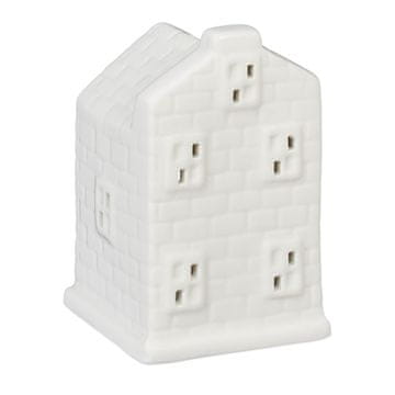 Northix Porcelanast svečnik hiša 15x10x8 cm bela dekoracija