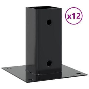 Vidaxl Podstavki za stebre Kvadratni 12 kosov Antracit 61x61 mm