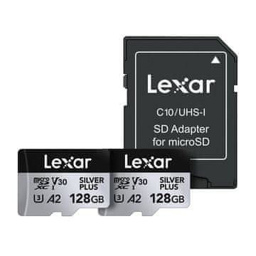 Lexar Set 2x Silver Plus microSDXC 128GB kartic z adapterjem