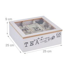 Northix Škatla za beli čaj z 9 predelki, potiskan dizajn in prilagodljive pregrade