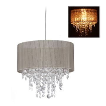 Northix Viseča kristalna svetilka siva organza in kristali 40 cm