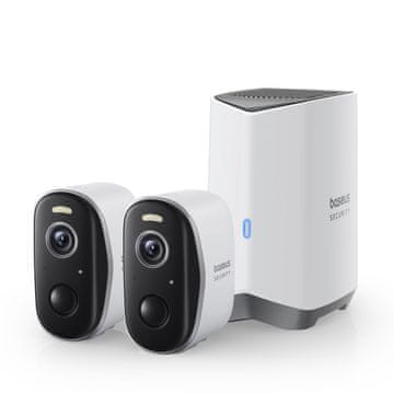 BASEUS Komplet za zunanji nadzor z 2 kamerama 2K 16Gb WiFi - bel