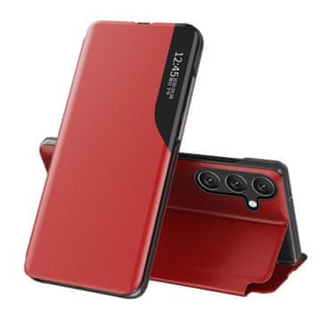 HURTEL Etui z zapiralko in stojalom za Samsung Galaxy S25+ Eco Leather View Case – rdeče
