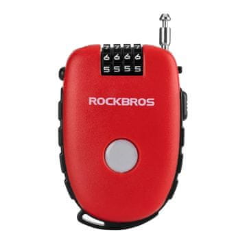 ROCKBROS Kolesarska ključavnica z navijalno vrvico in številčnim ključavnico – rdeča