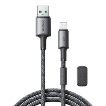 Joyroom Kabel USB-A – iPhone Lightning z organizatorjem in magnetnim držalom, 1,2 m – siv