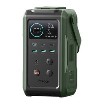 Joyroom Potovalna polnilna baterija 75.000 mAh, 100 W, USB-C, USB-A, SOS-svetilka – zelena