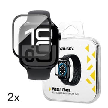 WOZINSKY Kaljeno steklo s črnim okvirjem za Apple Watch 42mm Full Glue - 2 kosa.