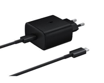 Samsung Samsungov omrežni polnilnik EP-TA845EWE s kablom USB-C 45 W, dolžine 1,8 m – črn