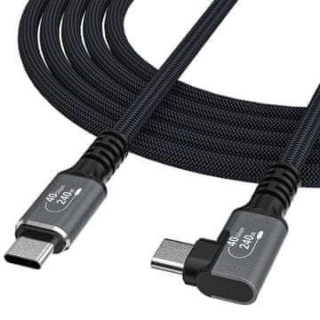 WOZINSKY USB-C Thunderbolt 4 240W kotni kabel 2 m - črn