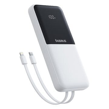 BASEUS Powerbank 10000 mAh, 22,5 W, litij-polimer, z vgrajenimi kabli USB-C in iPhone Lightning – bel