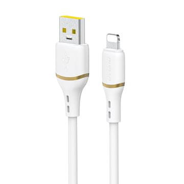 DUDAO Kabel USB-A – iPhone Lightning v silikonski opletki, 30 W, 1 m – bel