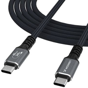 WOZINSKY USB-C Thunderbolt 4 kabel, 240 W, 2 m, 4K – črn