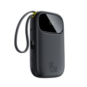 BASEUS EnerFill FC31 10000mAh 45W prenosna baterija z USB-C kablom za iPhone Lightning - črna