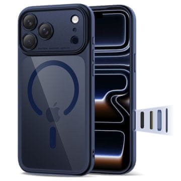 Tech-protect Ovitek Magpeak Magsafe CC za iPhone 17 Pro - prozoren, temno moder