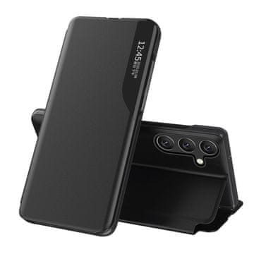 HURTEL Etui z zapiralko in stojalom za Samsung Galaxy S24 FE Eco Leather View Case – črno