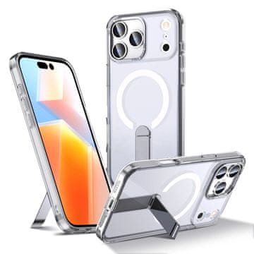 HURTEL Zaščitni etui za Samsung Galaxy S25 FE s stojalom Hybrid Armor X MagSafe – prozoren