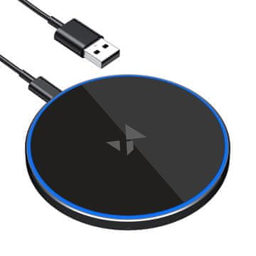 WOZINSKY Brezžični indukcijski polnilnik Qi s kablom USB-C, 15 W – črn
