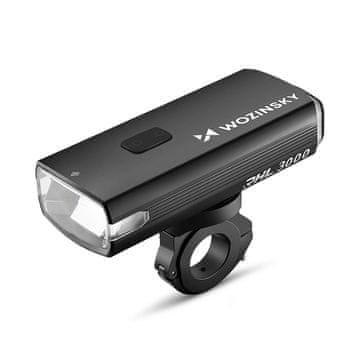 WOZINSKY Sprednja kolesarska svetilka s kablom USB-C, 3000 lm – črna