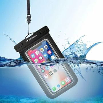 WOZINSKY Zaščitni vodoodporni ovitek za telefon 187x110 mm - črn