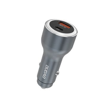 DUDAO Avtomobilski polnilnik USB-A, USB-C, PD, QC, LED, 120 W – siv