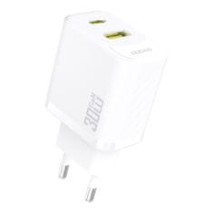 DUDAO Stenski polnilnik USB-A USB-C GaN PD 30W - bel