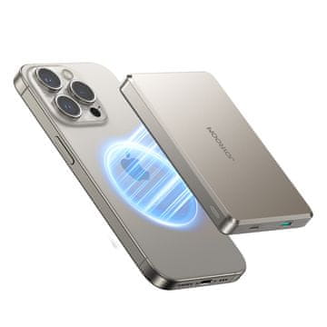 Joyroom Powerbank Pro 10000 mAh, ultra tanek, magneten, PD 20 W, USB-C, Lightning – titanov