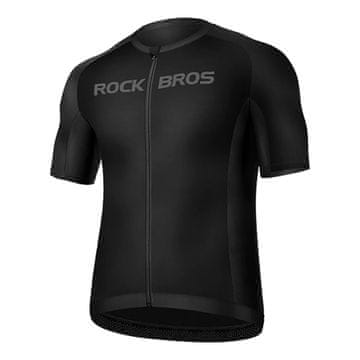 ROCKBROS Kolesarska majica z gumbki in kratkimi rokavi, velikost M – črna