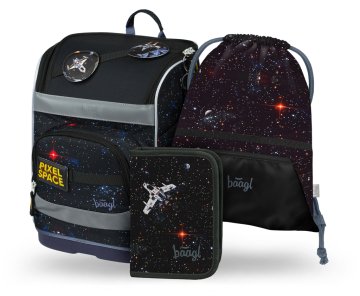 BAAGL 3 SET Zippy plus Pixel Space: aktovka, svinčnik, torba