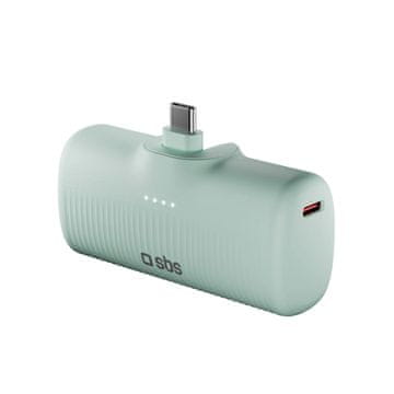 SBS EcoPower 5000 mAh 10W prenosna baterija z vgrajenim USB-C priključkom - zelena