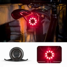 ROCKBROS Q1 Zadnja kolesarska luč 7 barv LED stroboskop + USB-C - USB-A kabel - črna