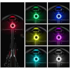 ROCKBROS Q1 Zadnja kolesarska luč 7 barv LED stroboskop + USB-C - USB-A kabel - črna