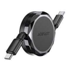 AceFast USB-C – USB-C kabel, navijalni, z organizatorjem, 60 W – črn
