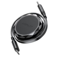 AceFast USB-C – USB-C kabel, navijalni, z organizatorjem, 60 W – črn