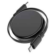 AceFast USB-C – USB-C kabel, navijalni, z organizatorjem, 60 W – črn