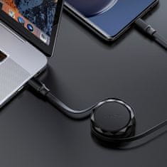 AceFast USB-C – USB-C kabel, navijalni, z organizatorjem, 60 W – črn